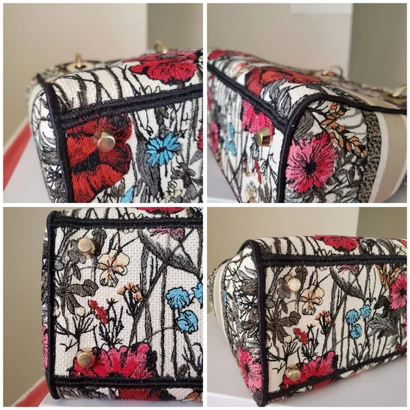 Lady Dior D lite flower latte embroidered medium bag - Picture 9 of 9